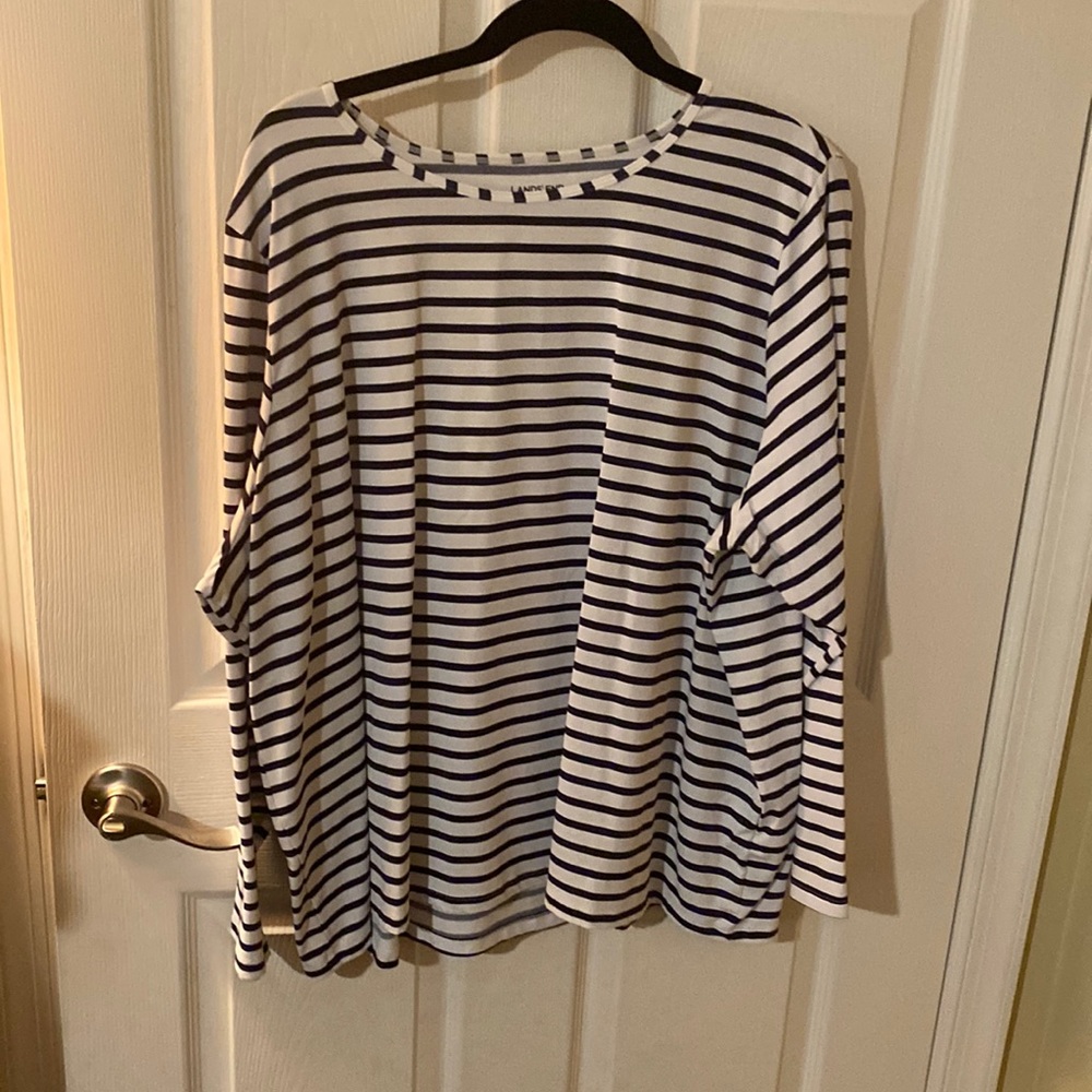 Lands’ End Women’s 3x black/white striped top